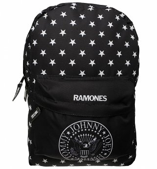The Ramones Logo and Star Print Backpack by Rock Sax The Ramones Logo and Star Print Backpack by Rock Sax