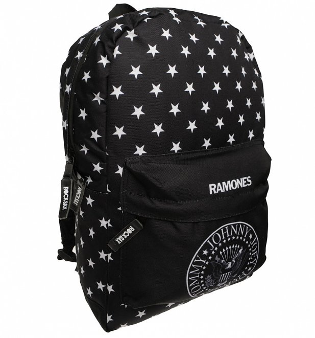 The Ramones Logo and Star Print Backpack by Rock Sax The Ramones Logo and Star Print Backpack by Rock Sax
