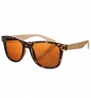 Tortoiseshell Wayfarer Sunglasses With Bamboo Arms Tortoiseshell Wayfarer Sunglasses With Bamboo Arms