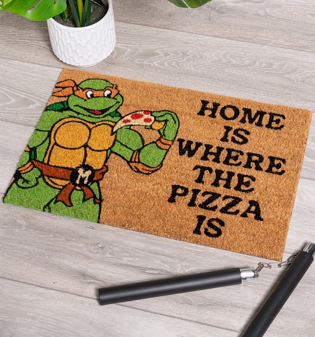 Turtles Home Is Where The Pizza Is Door Mat