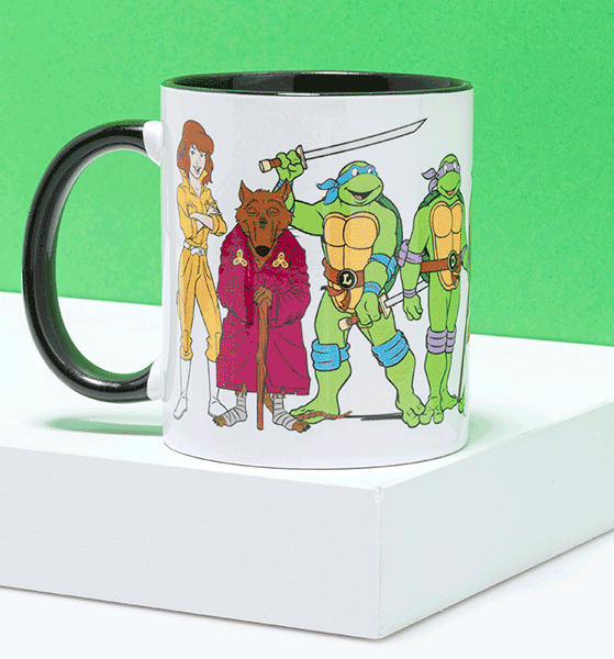 Teenage Mutant Ninja Turtles Line Up Black Handled Mug Teenage Mutant Ninja Turtles Line Up Black Handled Mug