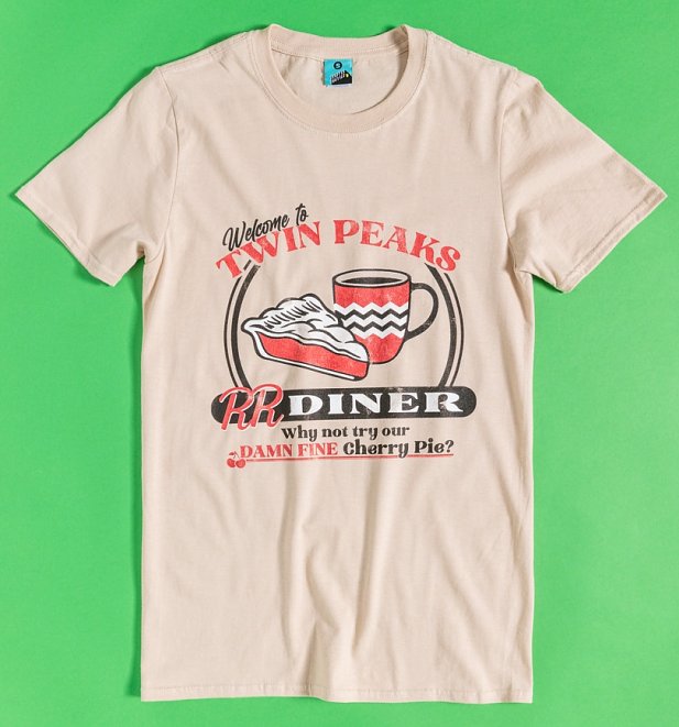 Twin Peaks Inspired Double R Diner Beige T-Shirt Twin Peaks Inspired Double R Diner Beige T-Shirt