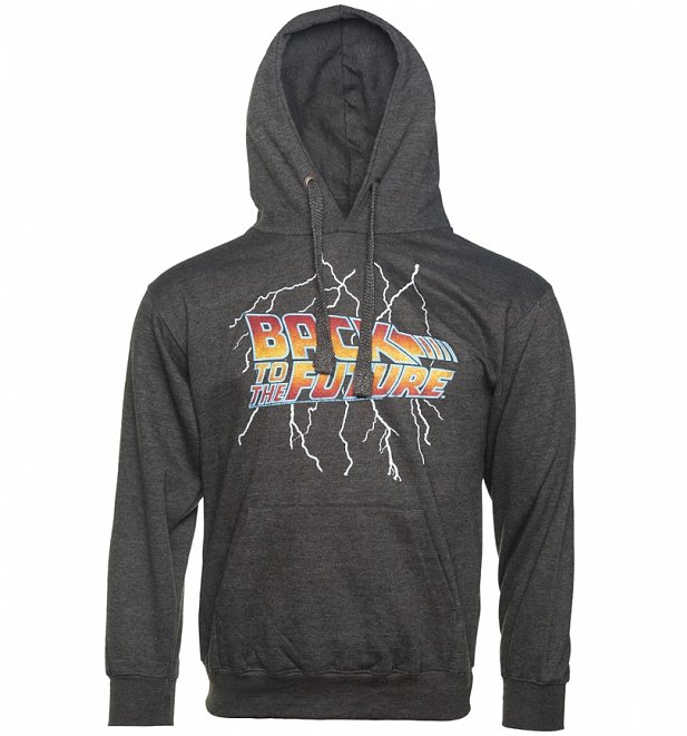 Back to the Future Lightning Bolt Charcoal Hoodie Back to the Future Lightning Bolt Charcoal Hoodie