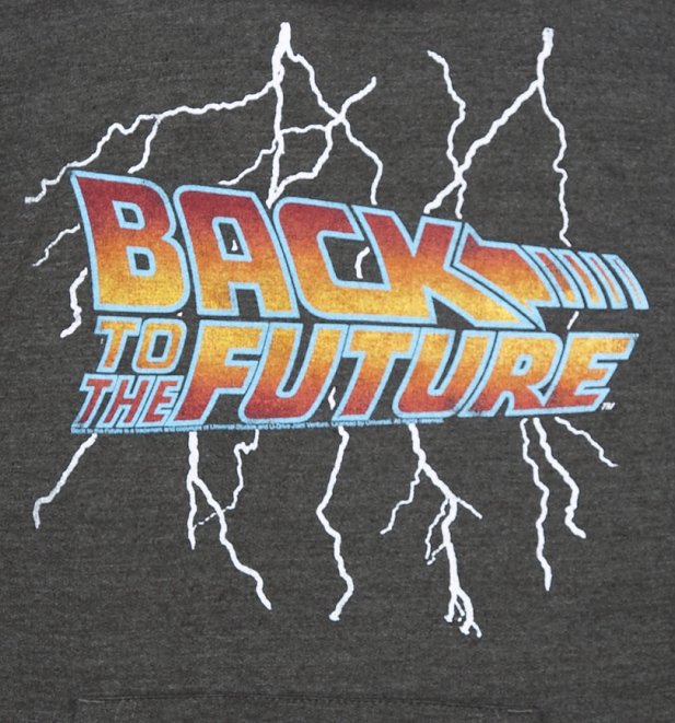 Back to the Future Lightning Bolt Charcoal Hoodie Back to the Future Lightning Bolt Charcoal Hoodie