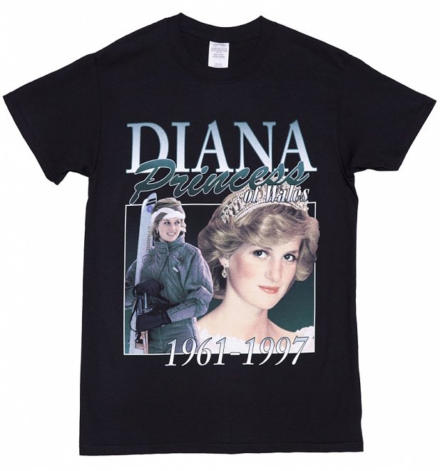 Black Princess Diana T-Shirt from Homage Tees Black Princess Diana T-Shirt from Homage Tees