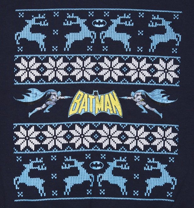 Unisex Navy Batman Logo And Reindeer DC Comics Fair Isle Christmas Sweater Unisex Navy Batman Logo And Reindeer DC Comics Fair Isle Christmas Sweater