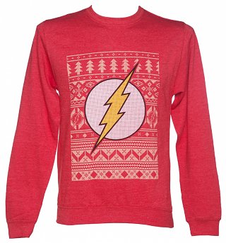 Unisex Red DC Comics Flash Fair Isle Christmas Sweater Unisex Red DC Comics Flash Fair Isle Christmas Sweater