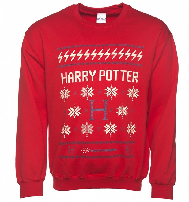 Red Harry Potter Fairisle Christmas Sweater Red Harry Potter Fairisle Christmas Sweater