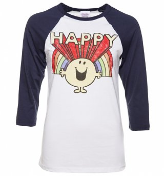 Retro Mr Happy Raglan Baseball T-Shirt Retro Mr Happy Raglan Baseball T-Shirt