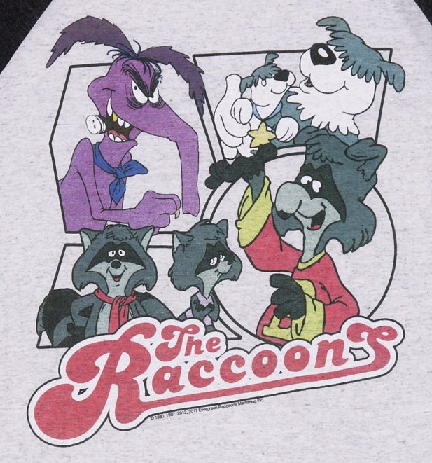 The Raccoons Comic Strip Raglan Baseball T-Shirt The Raccoons Comic Strip Raglan Baseball T-Shirt