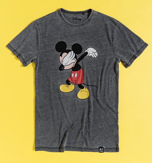 Vintage Charcoal Disney Mickey Mouse Dabbing T-Shirt from Recovered