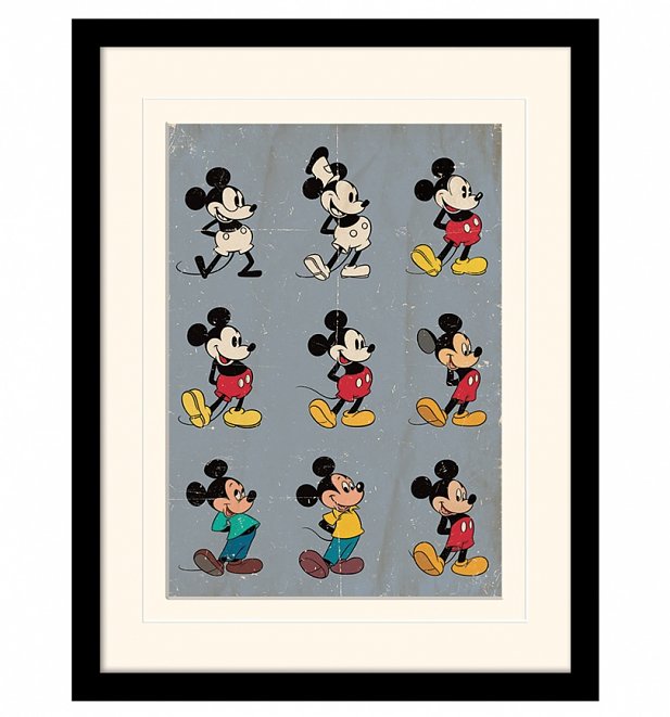Vintage-Kunstdruck "Evolution" mit Rahmen 30 cm x 40 cm - Mickey Mouse