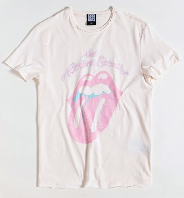 Vintage White Rolling Stones Faded Tongue T-Shirt from Amplified Vintage White Rolling Stones Faded Tongue T-Shirt from Amplified