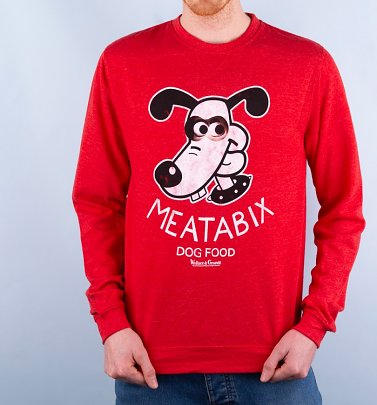 Wallace And Gromit Meatabix Dog Food Heather Red Sweater Wallace And Gromit Meatabix Dog Food Heather Red Sweater