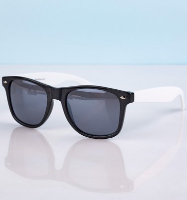 Way Farer Sunglasses With Black Frame and White Arms Way Farer Sunglasses With Black Frame and White Arms