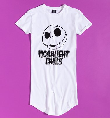 White Disney Nightmare Before Christmas Moonlight Chills Night Dress White Disney Nightmare Before Christmas Moonlight Chills Night Dress