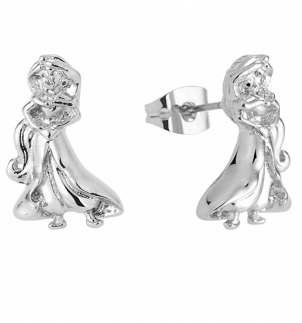 White Gold Plated Aladdin Jasmine Stud Earrings from Disney By Couture Kingdom White Gold Plated Aladdin Jasmine Stud Earrings from Disney By Couture Kingdom