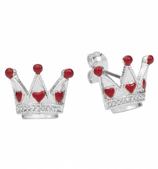 White Gold Plated Alice In Wonderland Crown Stud Earrings from Disney Couture White Gold Plated Alice In Wonderland Crown Stud Earrings from Disney Couture
