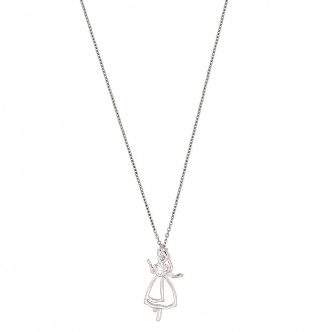 White Gold Plated Alice In Wonderland Outline Necklace from Disney Couture White Gold Plated Alice In Wonderland Outline Necklace from Disney Couture
