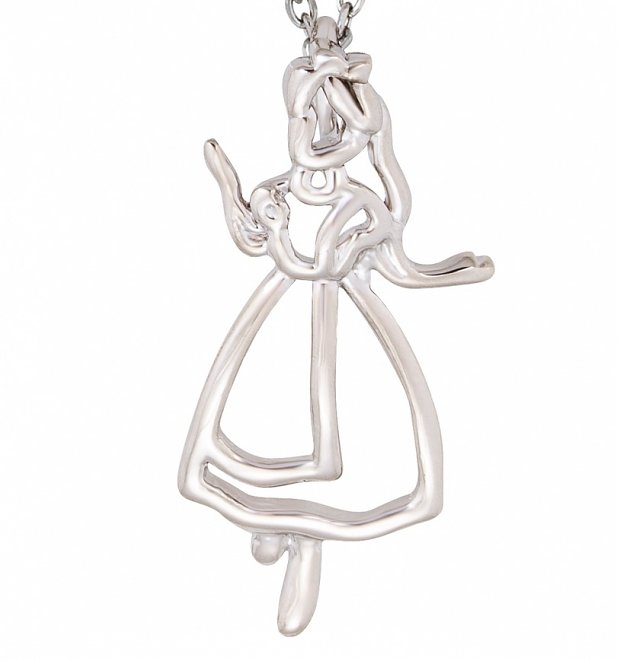 White Gold Plated Alice In Wonderland Outline Necklace from Disney Couture White Gold Plated Alice In Wonderland Outline Necklace from Disney Couture