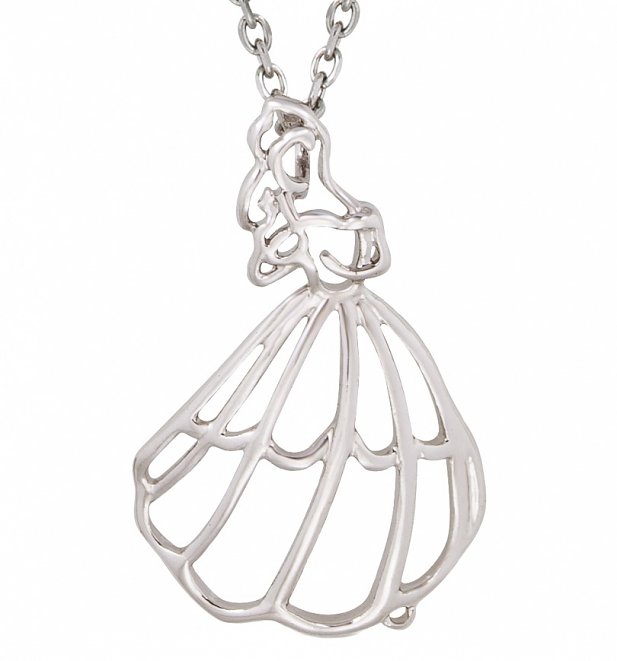 White Gold Plated Beauty And The Beast Belle Outline Necklace from Disney Couture White Gold Plated Beauty And The Beast Belle Outline Necklace from Disney Couture