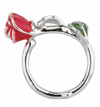 White Gold Plated Beauty & The Beast Enchanted Rose Ring from Disney Couture White Gold Plated Beauty & The Beast Enchanted Rose Ring from Disney Couture