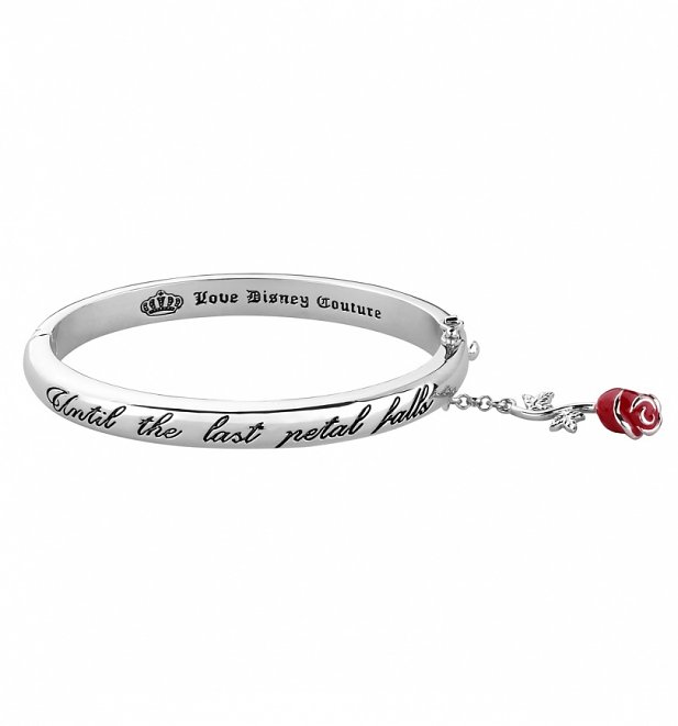 White Gold Plated Beauty & The Beast Last Petal Falls Bangle from Disney Couture White Gold Plated Beauty & The Beast Last Petal Falls Bangle from Disney Couture