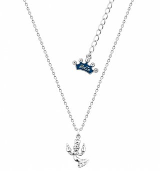 White Gold Plated Beauty & The Beast Lumiere Necklace from Disney Couture White Gold Plated Beauty & The Beast Lumiere Necklace from Disney Couture