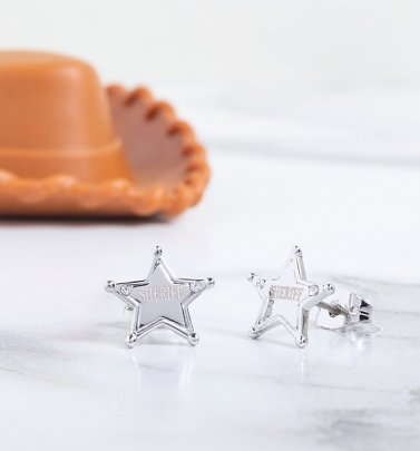 White Gold Plated Crystal Toy Story Sheriff Woody Stud Earrings White Gold Plated Crystal Toy Story Sheriff Woody Stud Earrings