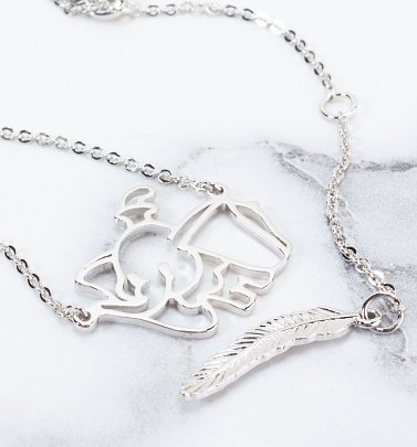 White Gold Plated Dumbo Outline Necklace White Gold Plated Dumbo Outline Necklace