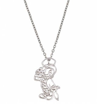 White Gold Plated Jiminy Cricket Outline Necklace from Disney Couture White Gold Plated Jiminy Cricket Outline Necklace from Disney Couture