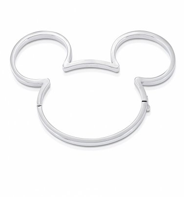 White Gold Plated Mickey Mouse Bangle from Disney by Couture Kingdom White Gold Plated Mickey Mouse Bangle from Disney by Couture Kingdom