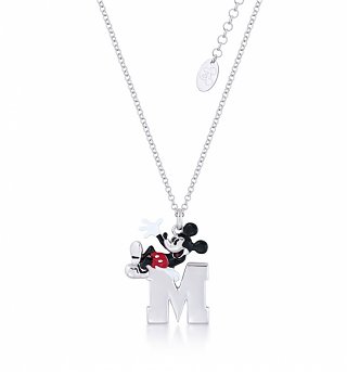 White Gold Plated Mickey Mouse M for Mickey Necklace from Disney by Couture Kingdom White Gold Plated Mickey Mouse M for Mickey Necklace from Disney by Couture Kingdom