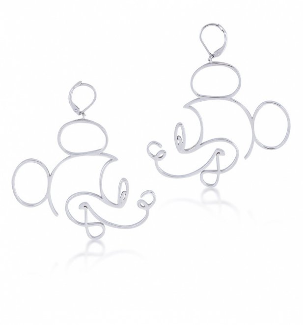 White Gold Plated Mickey Mouse Mickey Face Drop Earrings from Disney by Couture Kingdom White Gold Plated Mickey Mouse Mickey Face Drop Earrings from Disney by Couture Kingdom