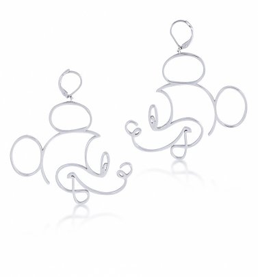 White Gold Plated Mickey Mouse Mickey Face Drop Earrings from Disney by Couture Kingdom White Gold Plated Mickey Mouse Mickey Face Drop Earrings from Disney by Couture Kingdom