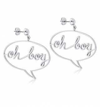 White Gold Plated Mickey Mouse Oh Boy Drop Earrings from Disney by Couture Kingdom White Gold Plated Mickey Mouse Oh Boy Drop Earrings from Disney by Couture Kingdom