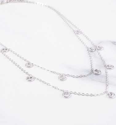 White Gold Plated Mickey Mouse Two Layer Necklace from Disney by Couture Kingdom White Gold Plated Mickey Mouse Two Layer Necklace from Disney by Couture Kingdom