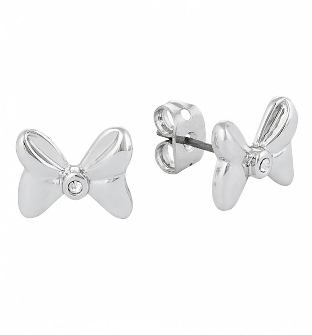 White Gold Plated Minnie Mouse Bow Stud Earrings With Crystals from Disney Couture White Gold Plated Minnie Mouse Bow Stud Earrings With Crystals from Disney Couture