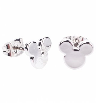 White Gold Plated Small Mickey Mouse Silhouette Stud Earrings from Disney Couture White Gold Plated Small Mickey Mouse Silhouette Stud Earrings from Disney Couture