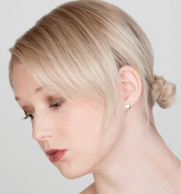 White Gold Plated Small Mickey Mouse Silhouette Stud Earrings from Disney Couture White Gold Plated Small Mickey Mouse Silhouette Stud Earrings from Disney Couture
