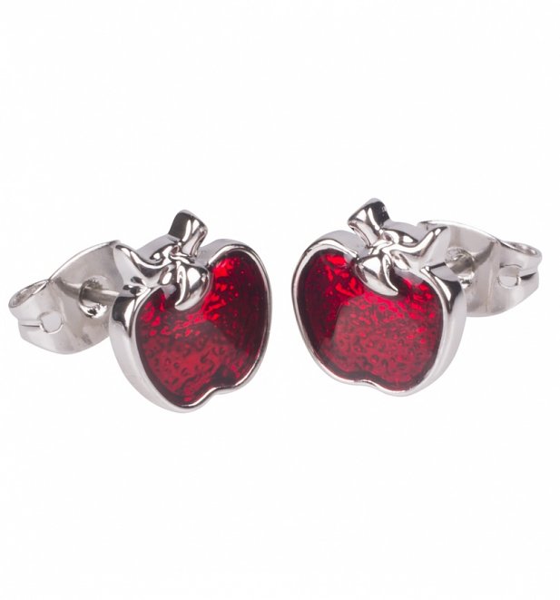 White Gold Plated Snow White Poison Apple Stud Earrings from Disney Couture White Gold Plated Snow White Poison Apple Stud Earrings from Disney Couture