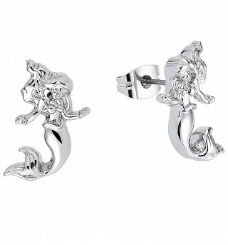 White Gold Plated The Little Mermaid Ariel Stud Earrings from Disney By Couture Kingdom White Gold Plated The Little Mermaid Ariel Stud Earrings from Disney By Couture Kingdom