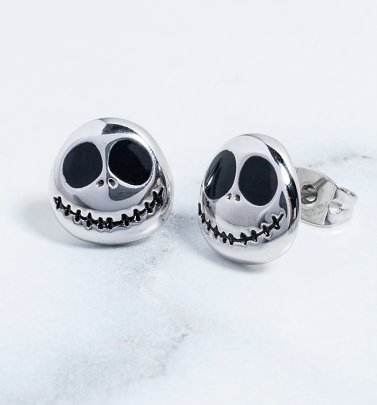 White Gold Plated The Nightmare Before Christmas Jack Skellington Stud Earrings from Disney by Couture Kingdom