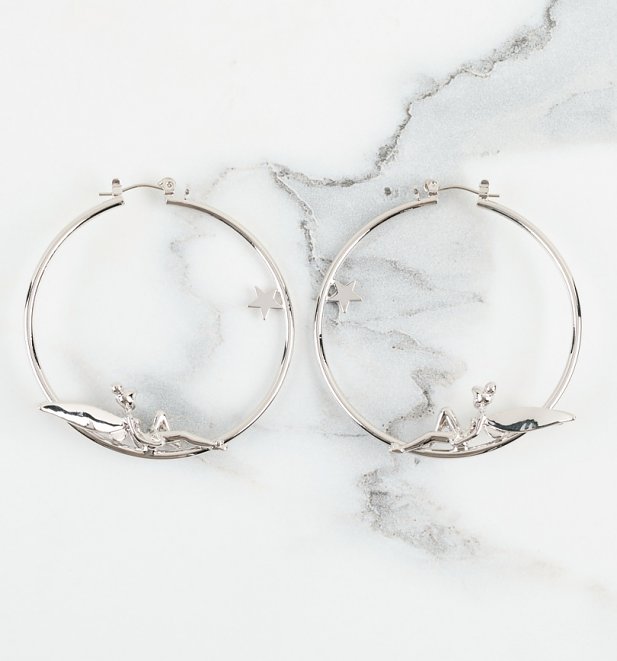 White Gold Plated Tinkerbell Fairy Hoop Earrings White Gold Plated Tinkerbell Fairy Hoop Earrings