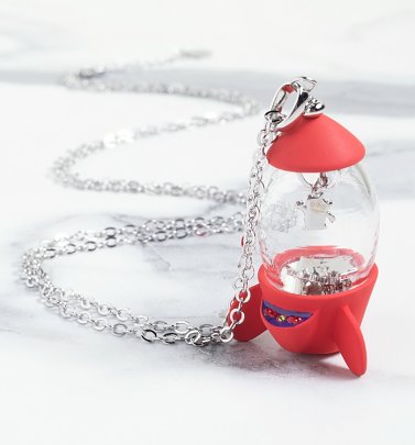 White Gold Plated Toy Story Pizza Planet Rocket Necklace White Gold Plated Toy Story Pizza Planet Rocket Necklace