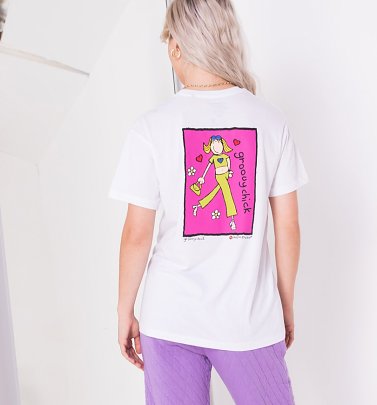 White Groovy Chick Front and Back Print T-Shirt