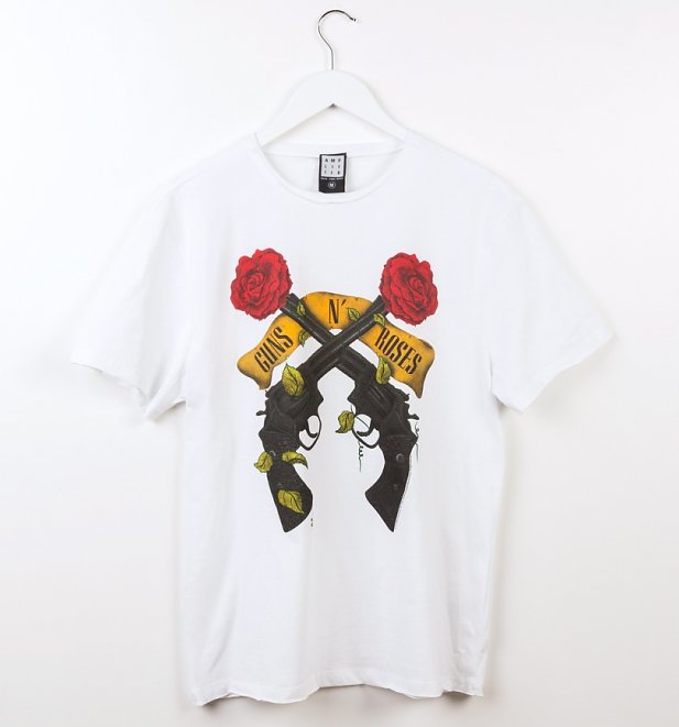 White Guns N' Roses Shooting Roses T-Shirt from Amplified White Guns N' Roses Shooting Roses T-Shirt from Amplified