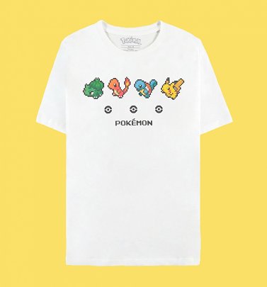 White Pokemon Pixel Starter Characters T-Shirt