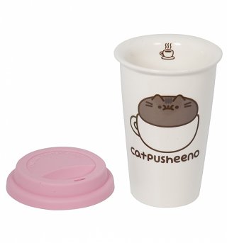 White Pusheen Catpusheeno Ceramic Travel Mug White Pusheen Catpusheeno Ceramic Travel Mug