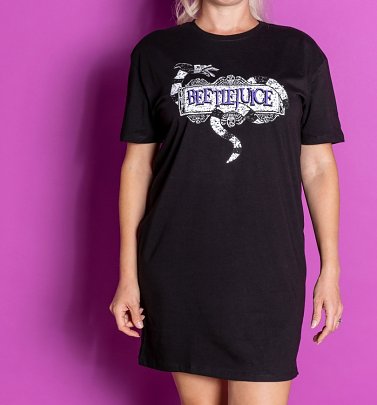 Women's Black Beetlejuice Sandworm T-Shirt Dress